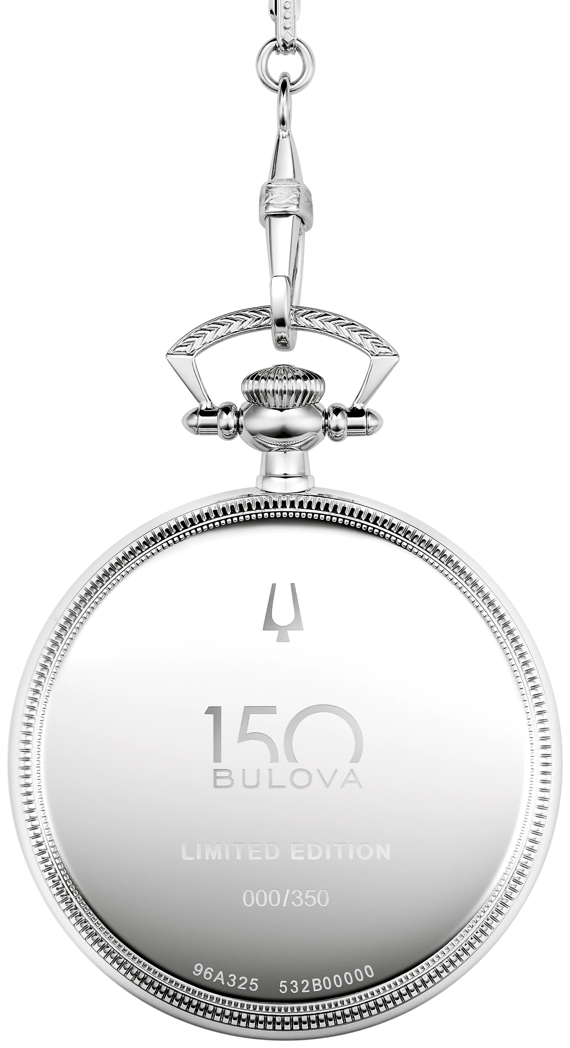 Silver-Tone Dial Stainless Steel Chain Pocket Watch 96A325 | Bulova